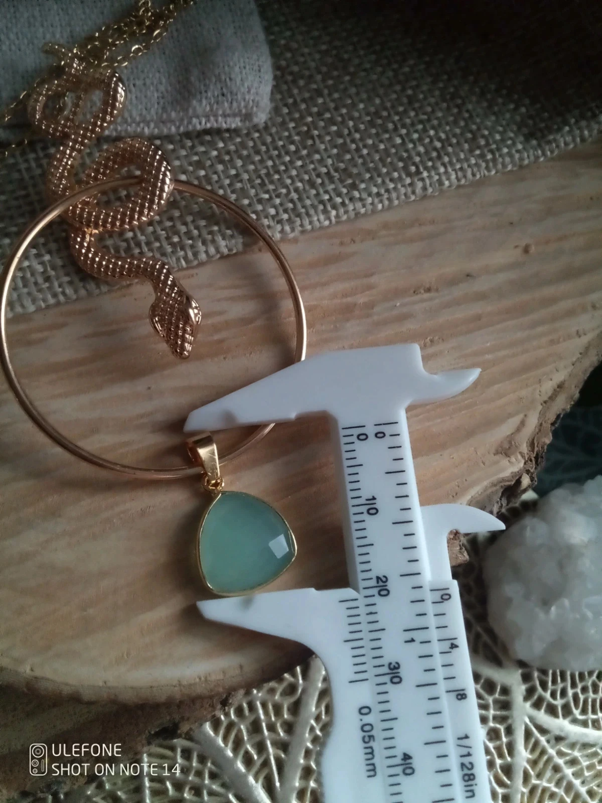 Collier serpent pendentif en pierre d'aqua calcédoine – photo 2